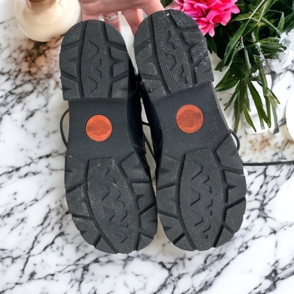 Harley Davidson Women's Black Leather Motorcycle Tessa Boots Size 6 Lace Up Zip - Picture 5 of 16